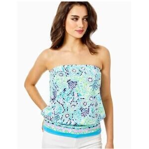 Lilly Pulitzer Women’s Adella Blue Ibiza Breathable Lightweight Tube Top Sz XS